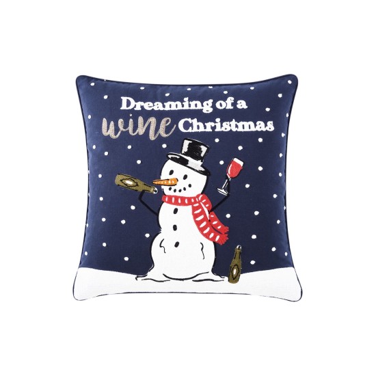  Wine Christmas Decorative Pillow, Navy,18×18