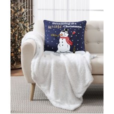 Lacourte Wine Christmas Decorative Pillow, Navy,18×18
