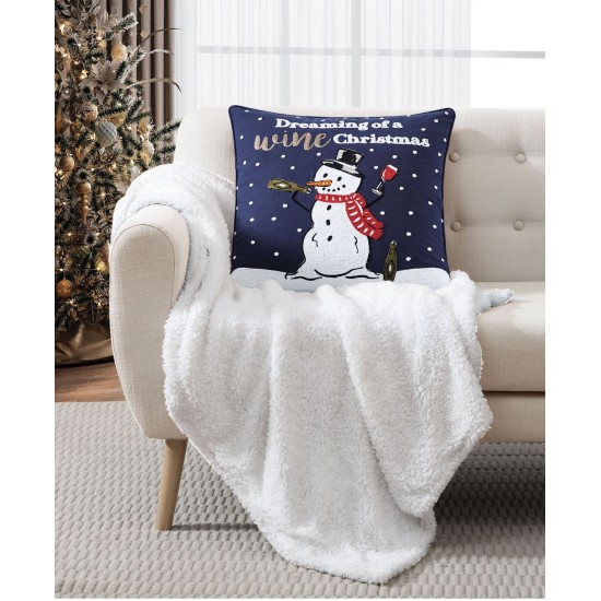  Wine Christmas Decorative Pillow, Navy,18×18