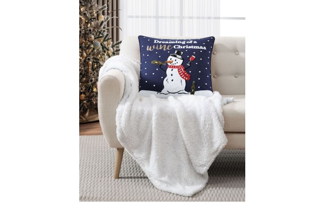  Wine Christmas Decorative Pillow, Navy,18×18
