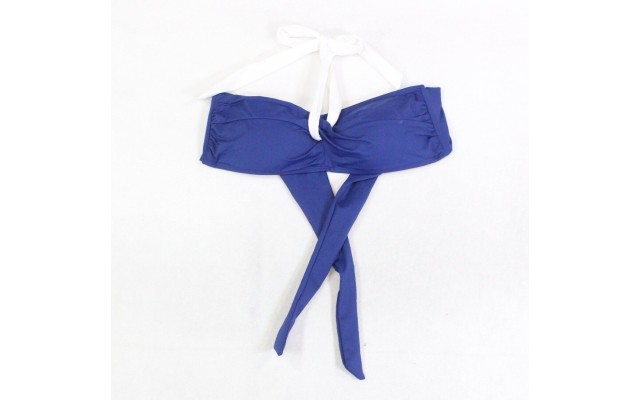 Lauren by Ralph Lauren Women's Swimwear Two Tone Bikini top, Navy, 12