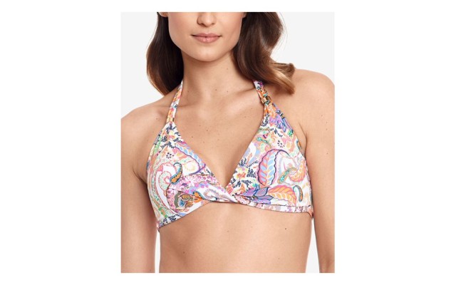  Cup Twist Front Halter Swimsuit, 4, Multicolor