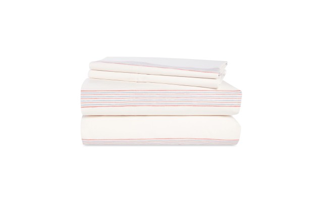  Marley Stripe Cotton 4 Pc. Sheet Set, Cream/Multi, Queen