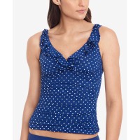 Lauren Ralph Lauren Non- Removable Cups Ruffled Tankini Top, 10, Blue