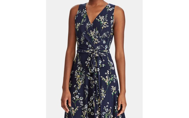 Lauren  Petites Floral Jersey Dress, Multi, 8P