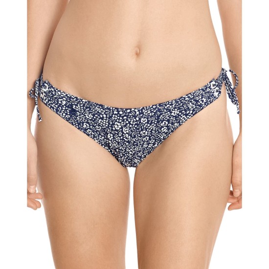 Lauren Ralph Lauren Printed Side Tie Bikini Bottom, Large, Navy