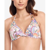 Lauren Ralph Lauren Women's Majestic Paisley Molded-cup Bikini Tops, White, 14