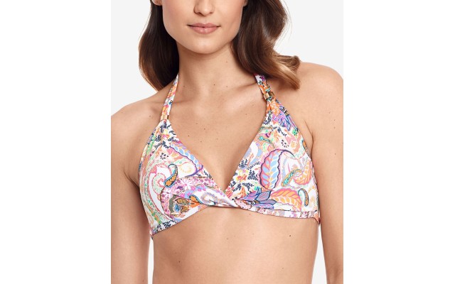  Women's Majestic Paisley Molded-cup Bikini Tops, White, 14