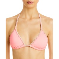 Lemlem Lena Triangle String Bikini Top, Coral, Medium