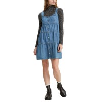 Levi’s Joni Cotton Tiered Denim Dress, Small, Blue