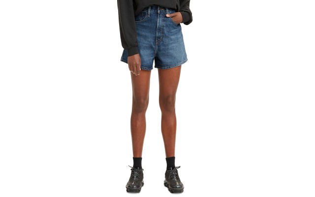  Loose-Fit High-Rise Denim Shorts, 32, Darkblue