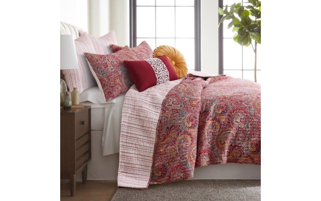 Kimpton 3-Piece King Shams All Over Paisleys in Multicolored Burgundy
