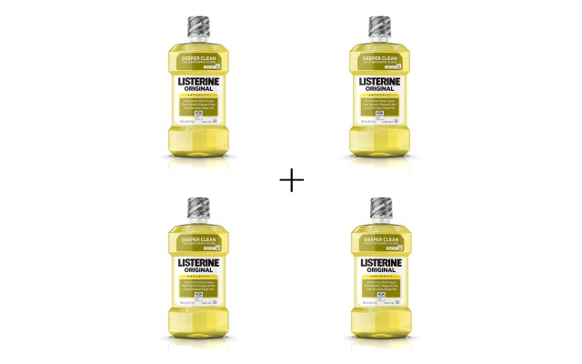  Original Oral Care Antiseptic Mouthwash with Germ-Killing Formula to Fight Bad Breath, Plaque and Gingivitis, 250 mL, 4-Pack