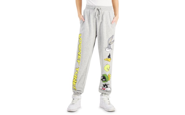 Looney Juniors’ Character Print Jogging Pants, Large, Gray