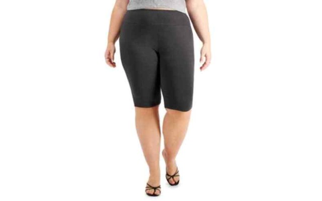 Love, Plus Trendy Printed Bike Shorts, Black, 3X