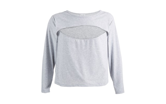 Love, Trendy Plus Size Cutout Top, Gray, 3X
