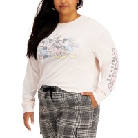 Love Tribe Plus Size Mickey & Friends Screen-Print Top, 1X, Pink