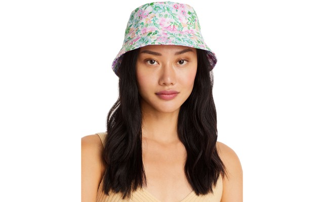  Women’s Bucket Hat, Strawberry Sugar, Green, Floral, One Size