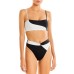  Color-Block Nancy Lee Bitsy Bikini Bottoms, Black/White, Medium