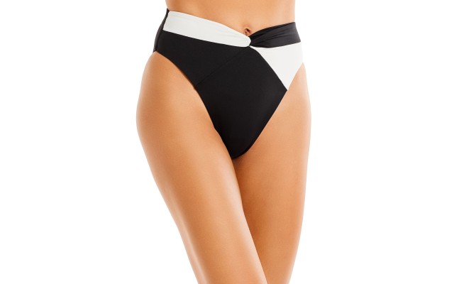  Color-Block Nancy Lee Bitsy Bikini Bottoms, Black/White, Small