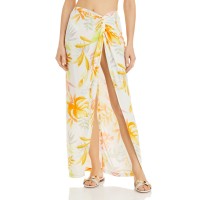 L*Space Mia Printed Skirt Swim Cover-Up, Orange, Small