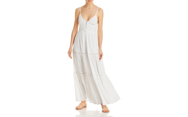 L*Space Sunrise Escape Maxi Dress Swim Cover-Up, White, X-Small