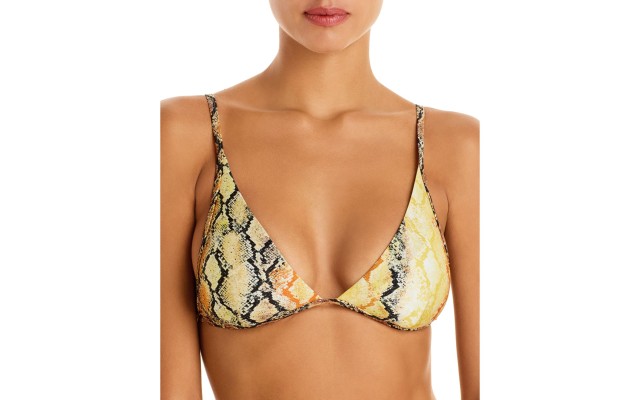  Women’s Millie Printed Bikini Top, Orange, Small