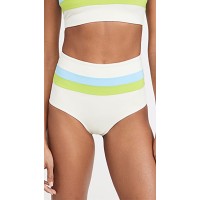 L*Space Women’s Portia Reversible High Waist Stripe Bikini Bottoms, Cream, X-Large