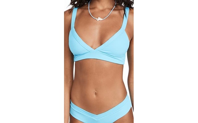 L*Space Women’s Vera Bikini Top, Aquarius, Blue, Medium