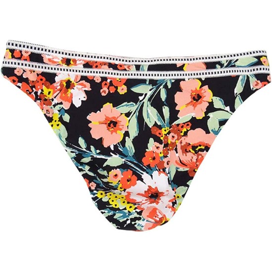  Women’s Hipster Bikini Swimsuit Bottom, Black//Wild Flower, Extra Small