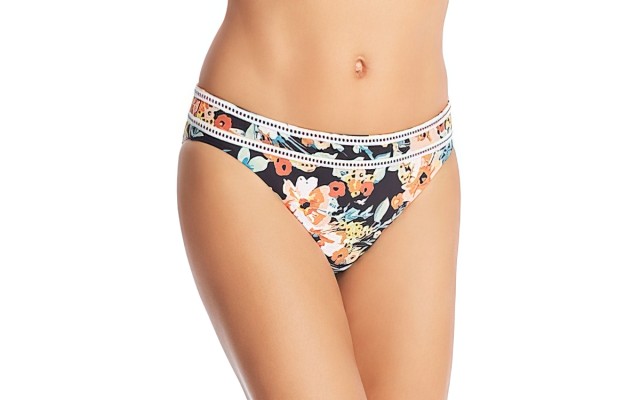  Women’s Hipster Bikini Swimsuit Bottom, Black//Wild Flower, Extra Small