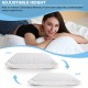 Luxury Bamboo Pillow for Sleeping, Premium Adjustable Memory Foam Bamboo Bed Pillows, Removable Bamboo Rayon Cover, Bamboo Pillow, White, Queen (2 pack)