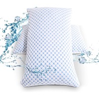 Luxury Bamboo Pillow for Sleeping, Premium Adjustable Memory Foam Bamboo Bed Pillows, Removable Bamboo Rayon Cover, Bamboo Pillow, White, Queen (2 pack)