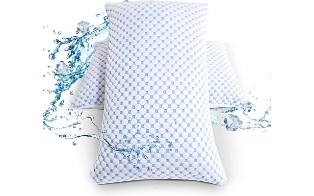 Luxury Bamboo Pillow for Sleeping, Premium Adjustable Memory Foam Bamboo Bed Pillows, Removable Bamboo Rayon Cover, Bamboo Pillow, White, Queen (2 pack)