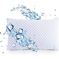 Luxury Bamboo Pillow for Sleeping, Premium Adjustable Memory Foam Bamboo Bed Pillows, Removable Bamboo Rayon Cover, Bamboo Pillow, White, Queen (1 Pack)