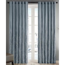 Madison Park 1-Panel Eliza Embroidered Window Curtain, Gray, 50X95