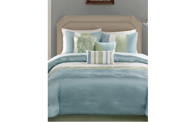  Amherst 7-Pc. King Comforter Set Bedding, Blue/Green