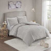 Madison Park King/California King 3-Pc.Veronica 100% Cotton Tufted Duvet Cover Set, Gray