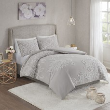 Madison Park King/California King 3-Pc.Veronica 100% Cotton Tufted Duvet Cover Set, Gray