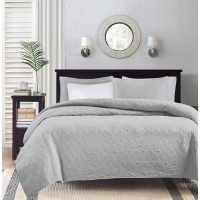 Madison Park Mansfield 3-Piece Gray Full/Queen Coverlet Set