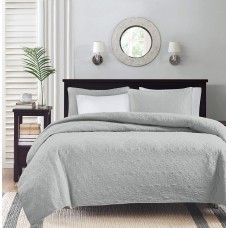 Madison Park Mansfield 3-Piece Gray Full/Queen Coverlet Set