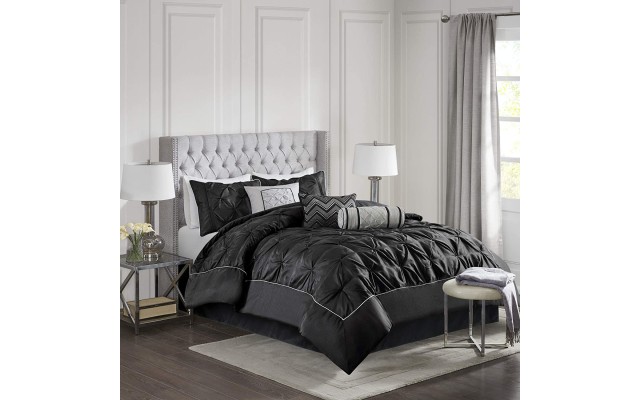  MP10-3279 Laurel 7 Piece Comforter Set, Queen, Black