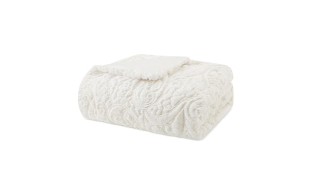  Norfolk Faux-Fur 50″ x 60″ Down-Alternative Throw, Ivory
