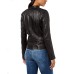  Quilted Leather Moto Jacket (Black, M)