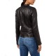 Quilted Leather Moto Jacket (Black, M)