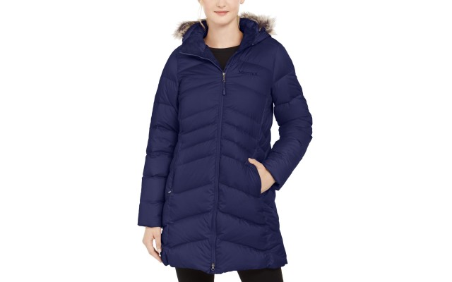  Women’s Montreal Hooded Faux-Fur-Trim Coat, Midnight, Large