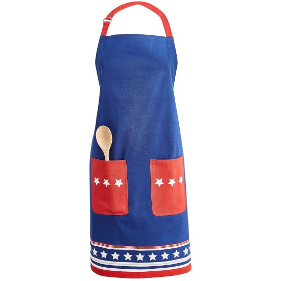 Martha Stewart Collection 31 in x 34 Grilling Adult Apron, Blue/Red