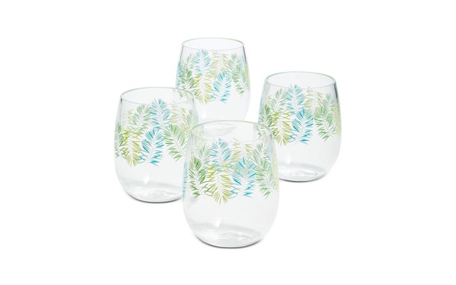  Acrylic Stemless Wine Glasses, Set of 4