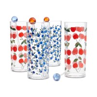Martha Stewart Collection Berry Acrylic Tom Collins Glasses with Stirrers, Set of 4