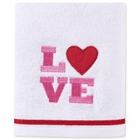Martha Stewart Collection Hearts Embroidered Hand Towel, White Comb Hand Towels